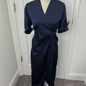 Elegant Navy Wrap Dress